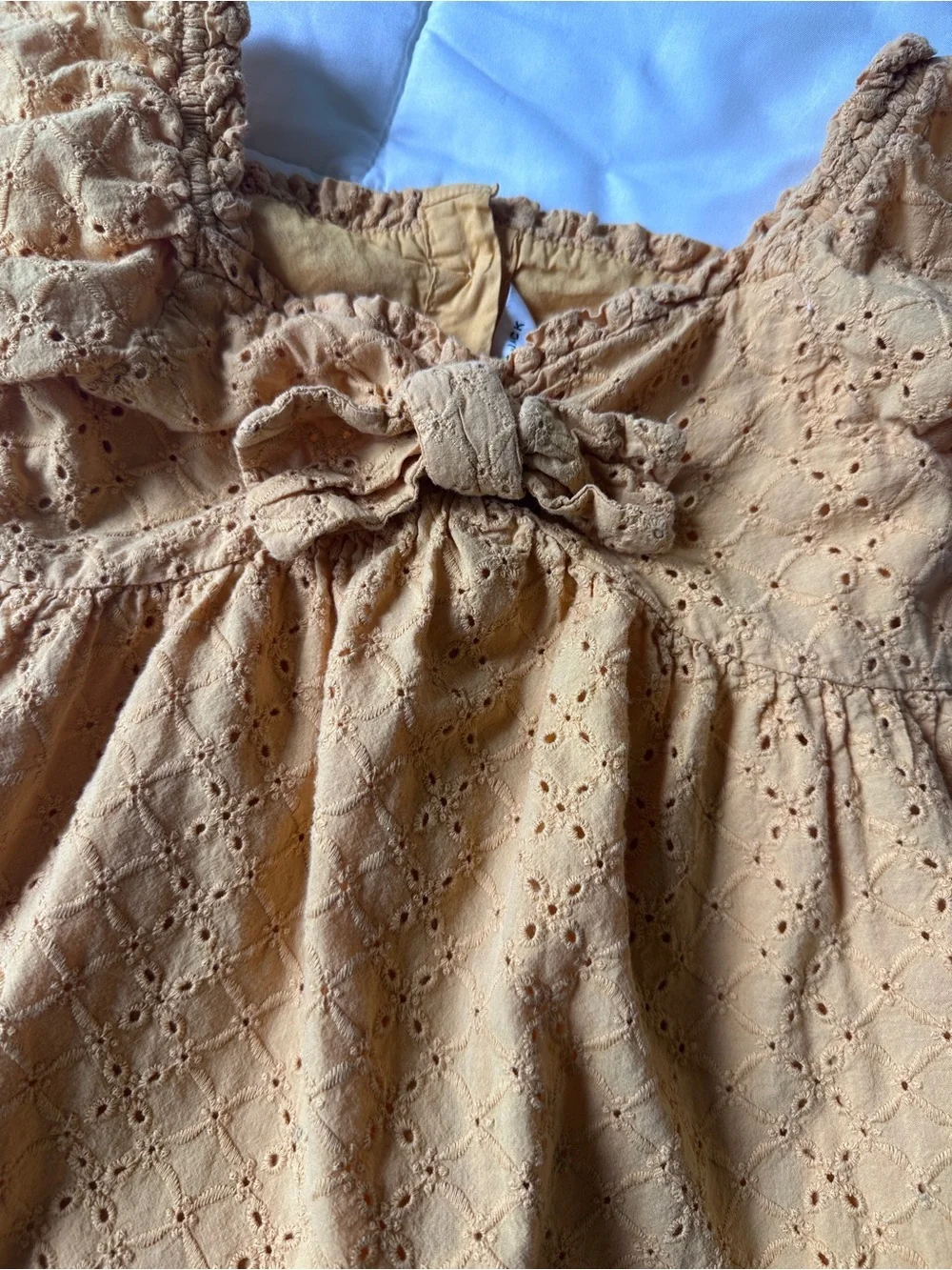Janie and Jack Yellow Eyelet Dress with Front Bow